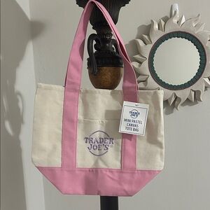 Pink & Cream Canvas Tote Bag Trader Joe’s Easter NWT
